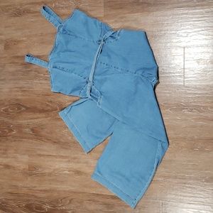 (M) DD77 Oversized Overalls Artist Wide Leg Loose Farmhouse Belted Cropped